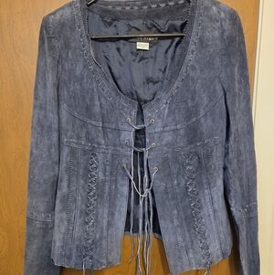 Bianca Nygard Size 6 Women's Blue Suede Genuine Leather  Blazer